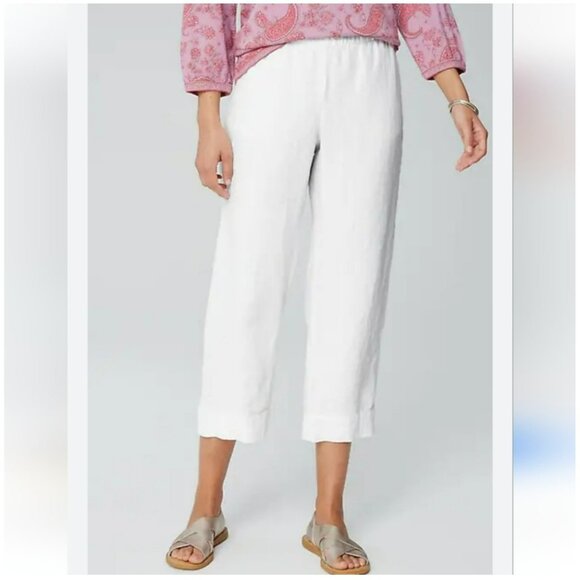 J. Jill Love Linen Womens Small White Pants 100% Linen Made In India - Picture 2 of 12